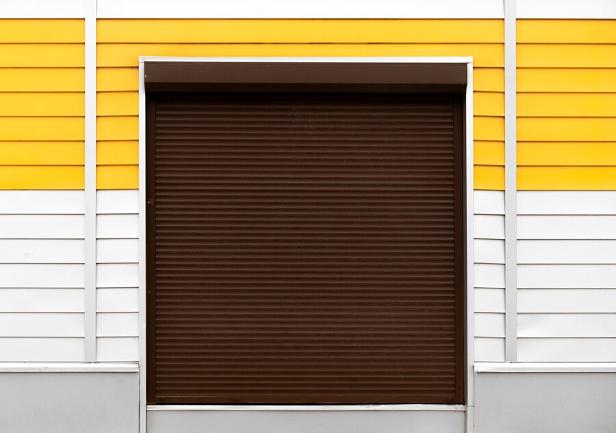 A reclaimed wooden garage door
